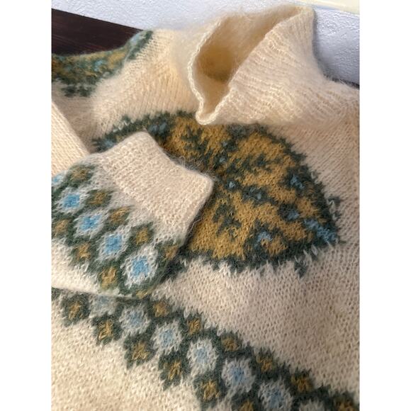WOOL VTG Sweater M/L Fuzzy Geometric Swedish Ski Gorpcore Streetwear Preppy - Picture 9 of 16